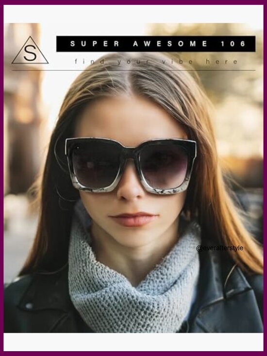Oversized Horned Rim Sunglasses, Boyfriend Style, Plastic main image 6